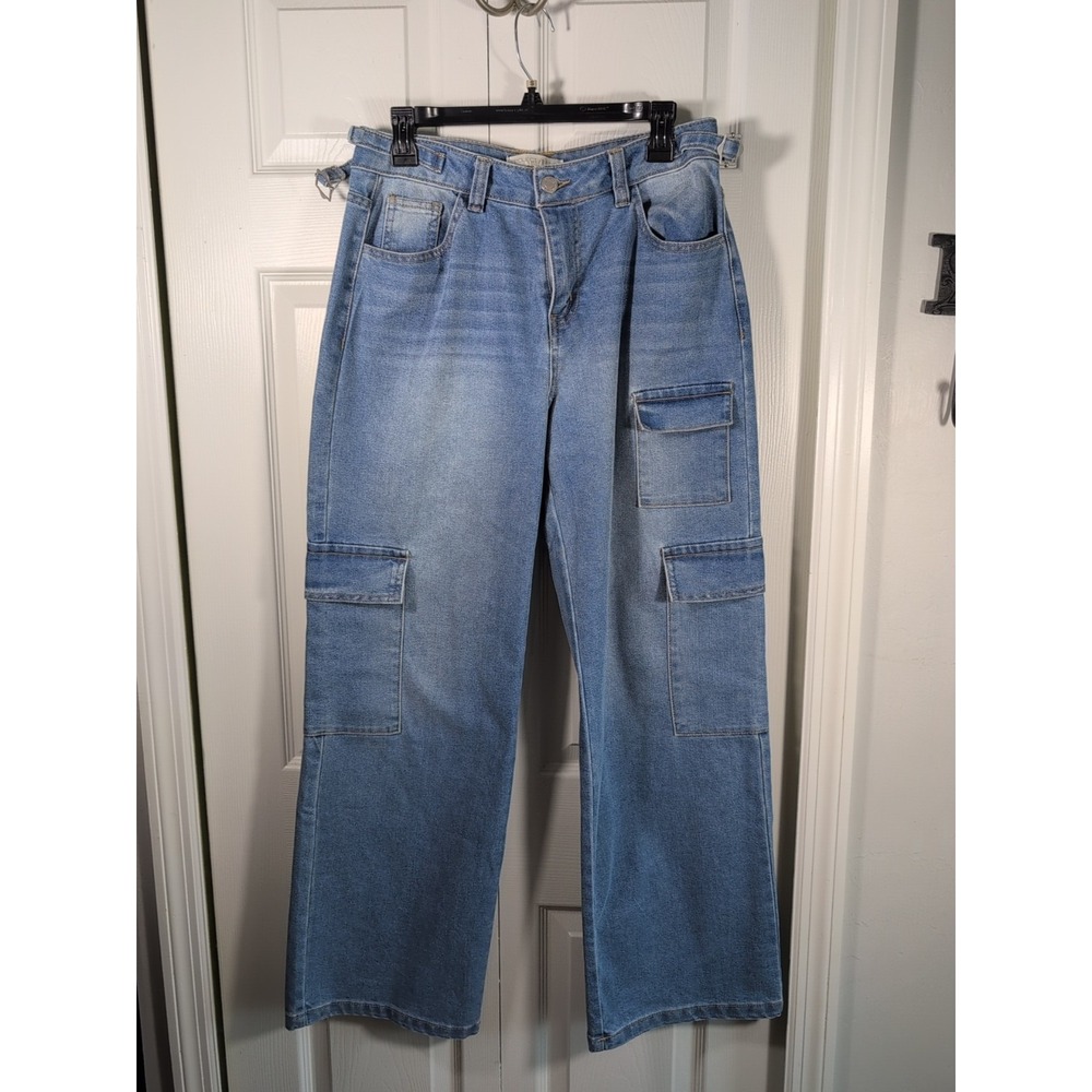 Project Rebel Light‎ Wash Cargo Pocket Denim Jeans Mid Rise Size 7